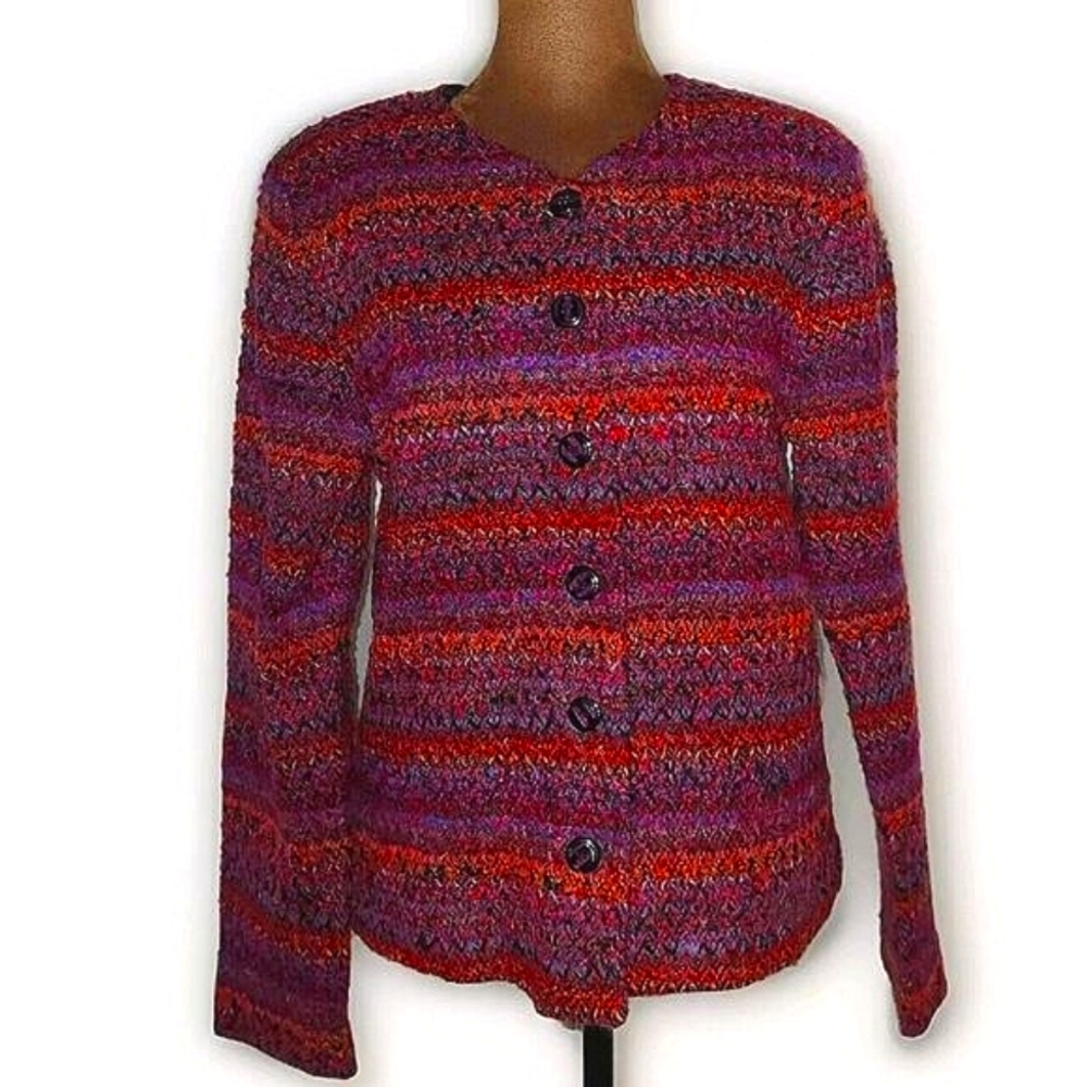Vintage Kathie Lee Multicolor Mohair Blend Blazer Jacket Colorful Size S 4/6 90s